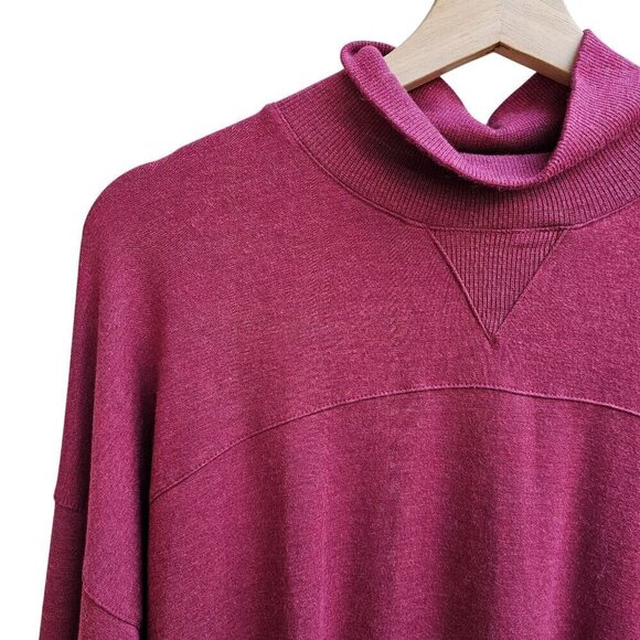 L.L.Bean Red Burgundy Long Sleeve Turtleneck Tunic Top, Soft Modal Blend, Size L - Picture 7 of 11